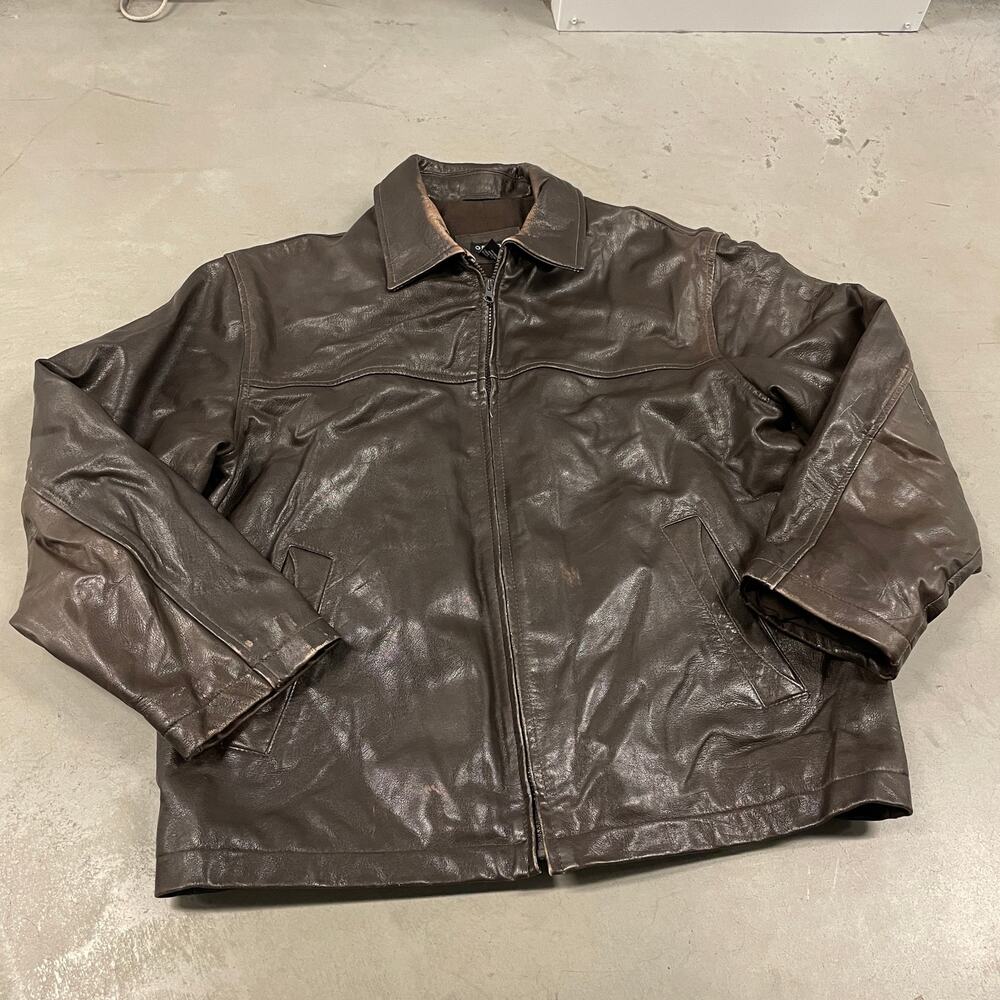 vintage 90s brown George leather jacket